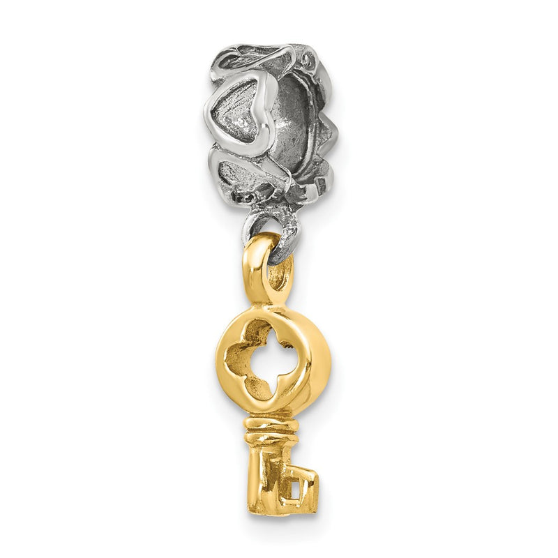Ss/Gold Plated Sterling Silver & 14K Reflections Key Dangle Bead