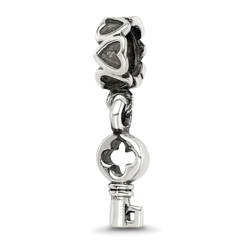 Sterling Silver Reflections Key Dangle With Hearts Bead