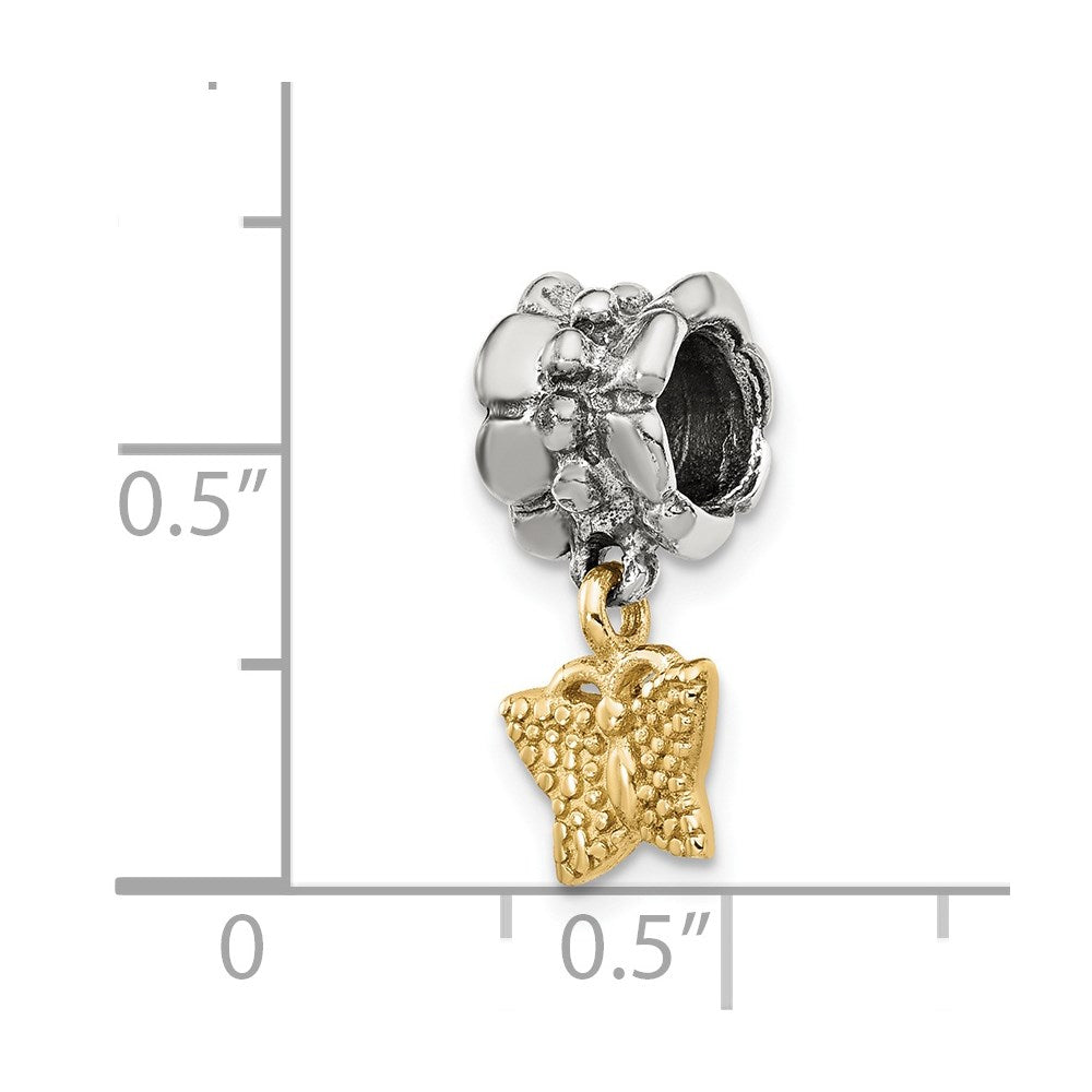 Ss/Gold Plated Sterling Silver & 14K Reflections Butterfly Dangle Bead
