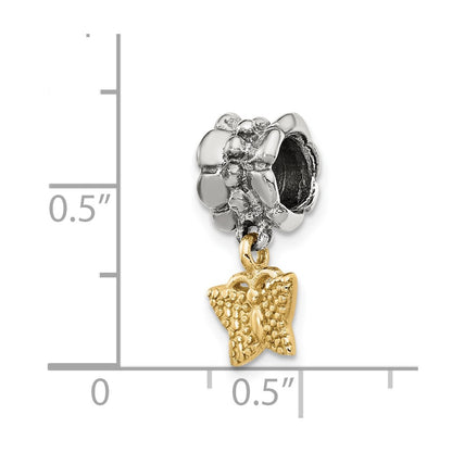 Ss/Gold Plated Sterling Silver & 14K Reflections Butterfly Dangle Bead