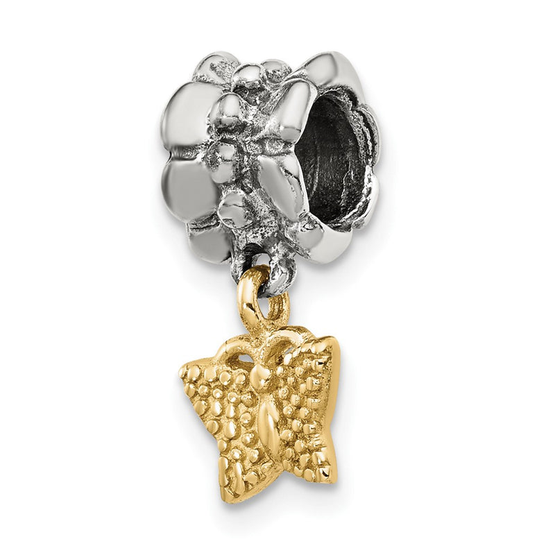 Ss/Gold Plated Sterling Silver & 14K Reflections Butterfly Dangle Bead