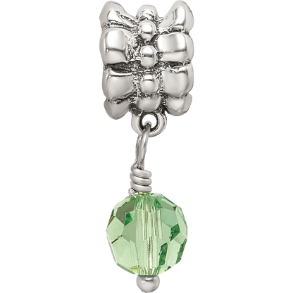Sterling Silver Reflections Green Preciosa Crystal Dangle Bead