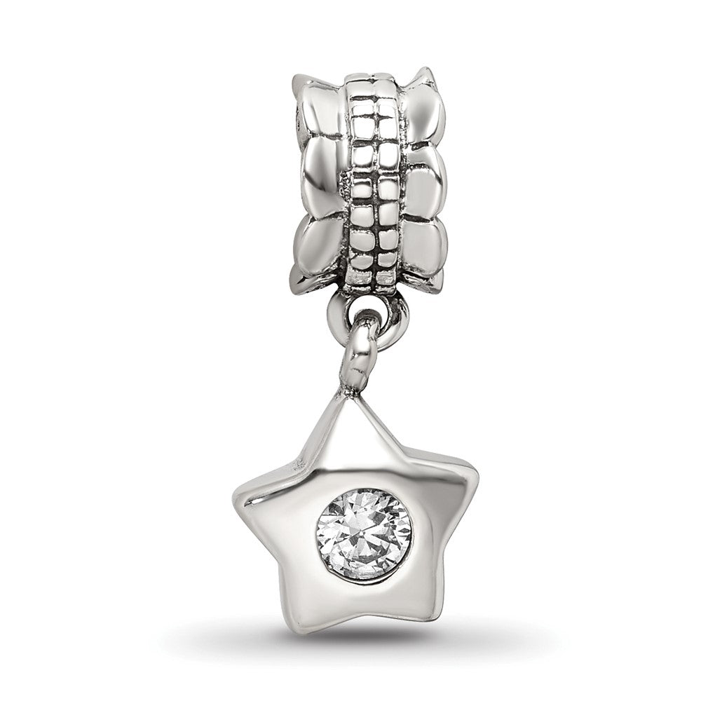 Sterling Silver Reflections Cz Star Dangle Bead