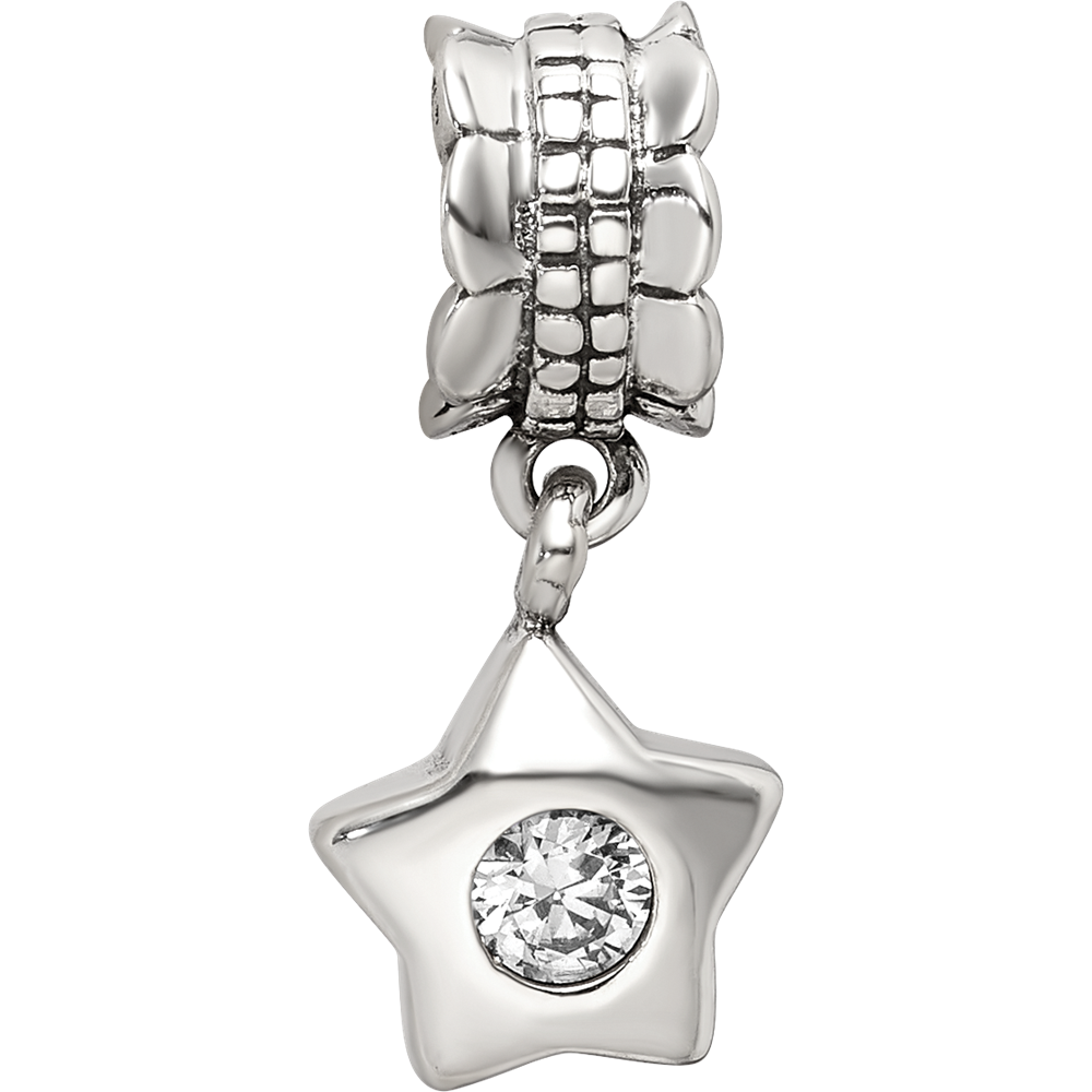 Sterling Silver Reflections Cz Star Dangle Bead