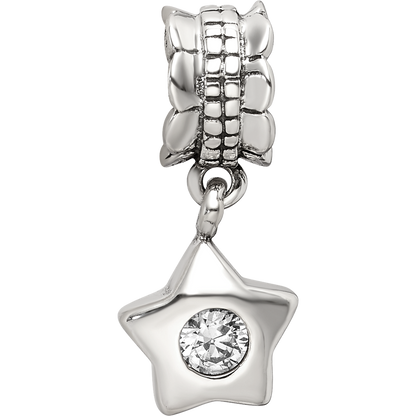 Sterling Silver Reflections Cz Star Dangle Bead