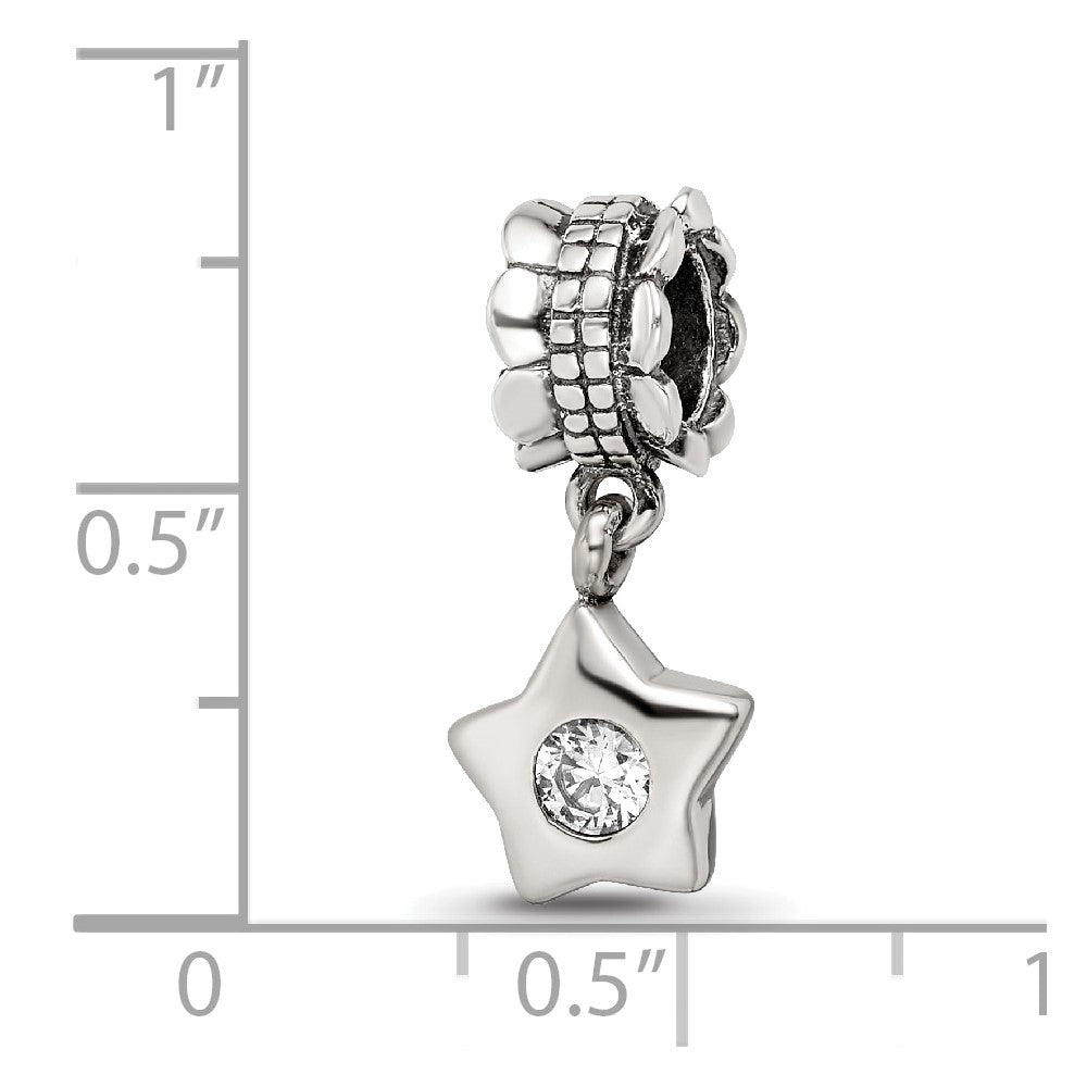 Sterling Silver Reflections Cz Star Dangle Bead