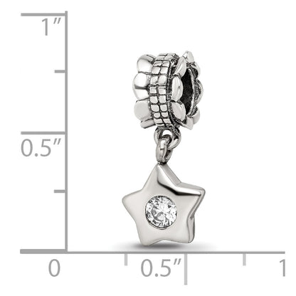 Sterling Silver Reflections Cz Star Dangle Bead