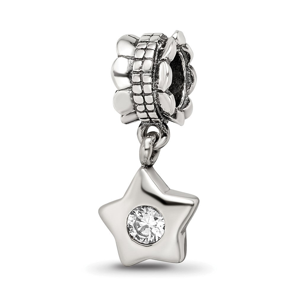 Sterling Silver Reflections Cz Star Dangle Bead