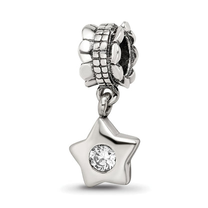 Sterling Silver Reflections Cz Star Dangle Bead