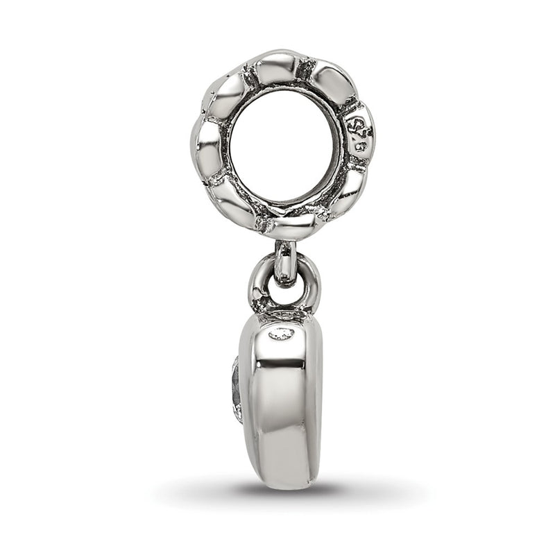 Sterling Silver Reflections Cz Heart Dangle Bead