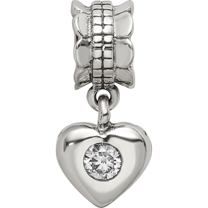 Sterling Silver Reflections Cz Heart Dangle Bead