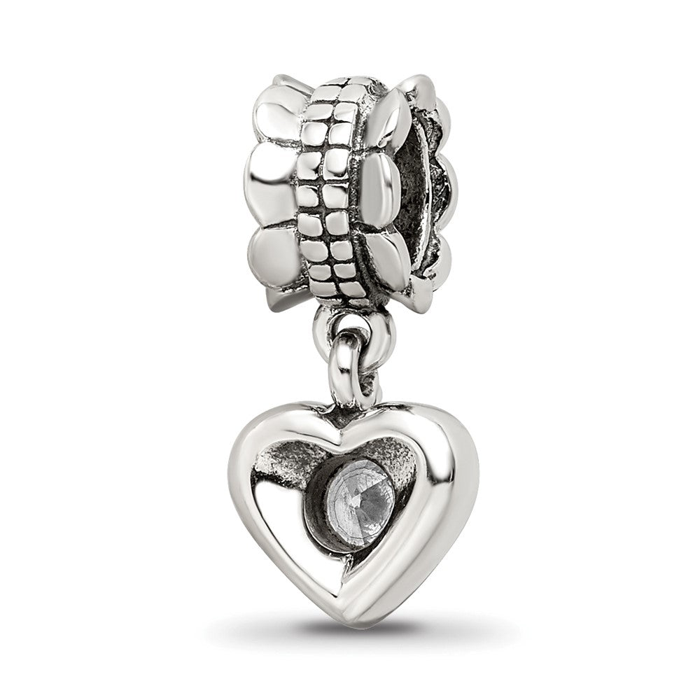 Sterling Silver Reflections Cz Heart Dangle Bead