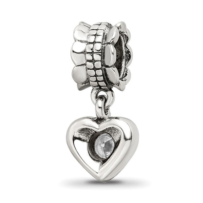 Sterling Silver Reflections Cz Heart Dangle Bead