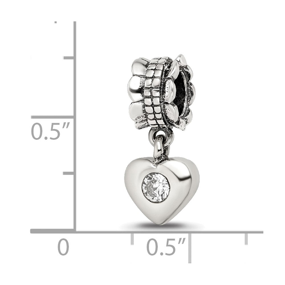 Sterling Silver Reflections Cz Heart Dangle Bead