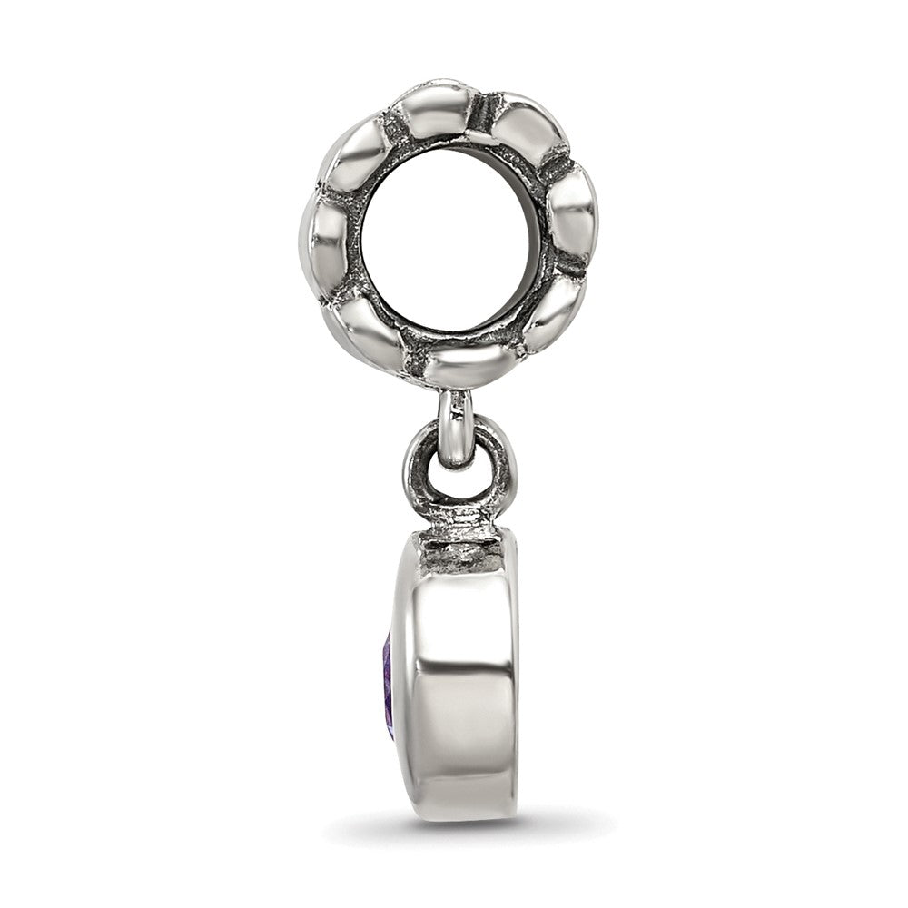 Sterling Silver Reflections Purple Cz Round Dangle Bead