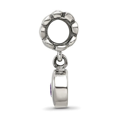 Sterling Silver Reflections Purple Cz Round Dangle Bead
