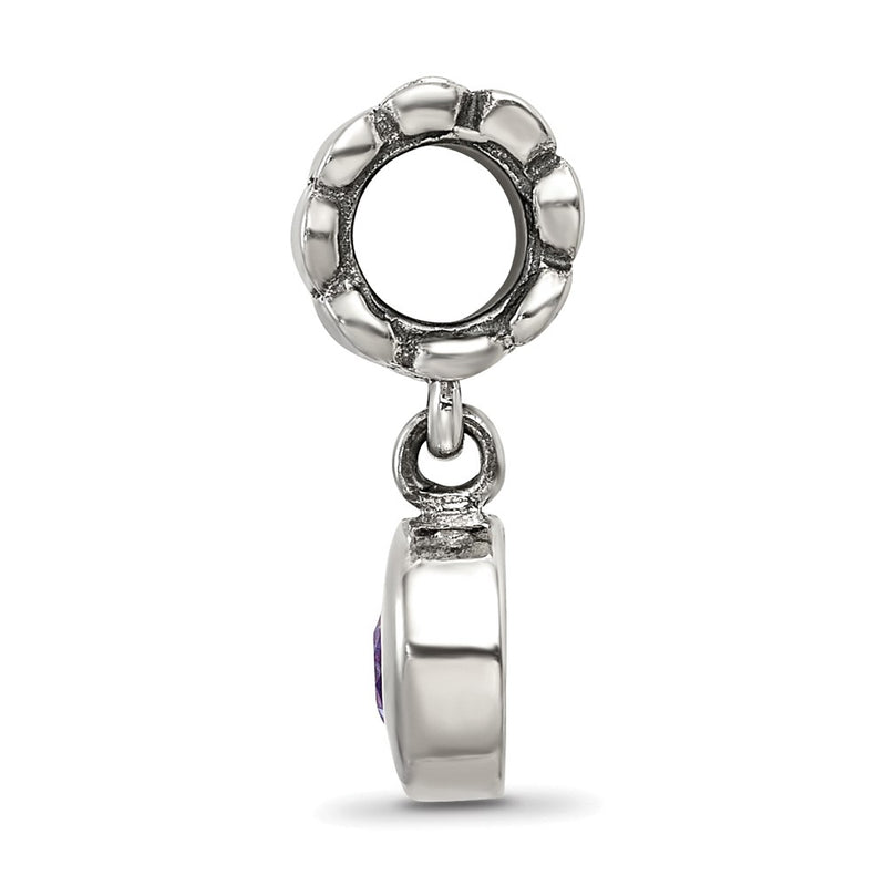 Sterling Silver Reflections Purple Cz Round Dangle Bead