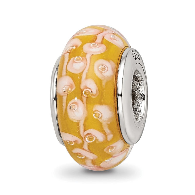 Sterling Silver Reflectionsyellow Hand-Blown Glass Bead
