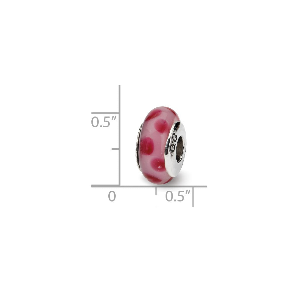 Sterling Silver Reflections Pink Hand-Blown Glass Bead