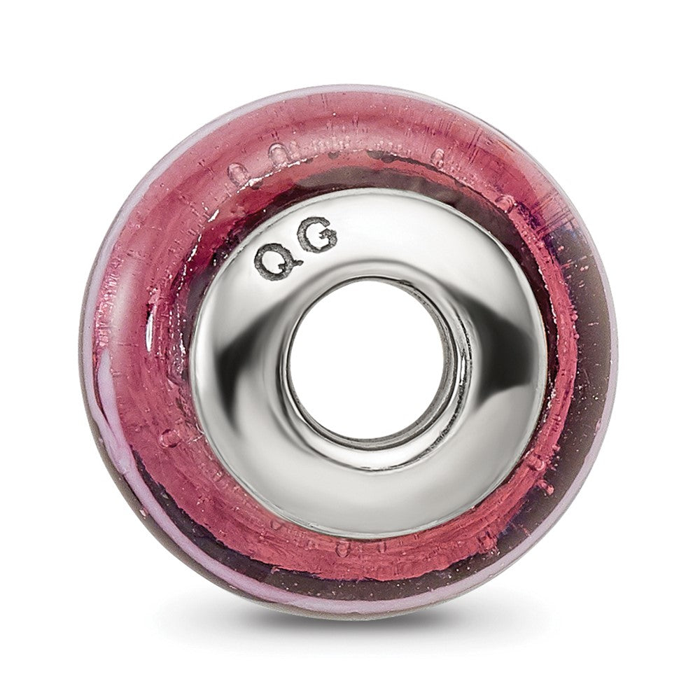 Sterling Silver Reflections Dark Pink Hand-Blown Glass Bead
