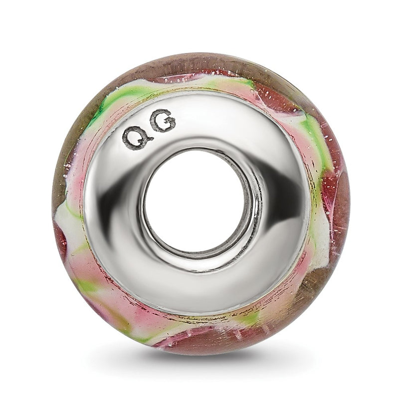 Sterling Silver Reflections Pink/Green Hand-Blown Glass Bead