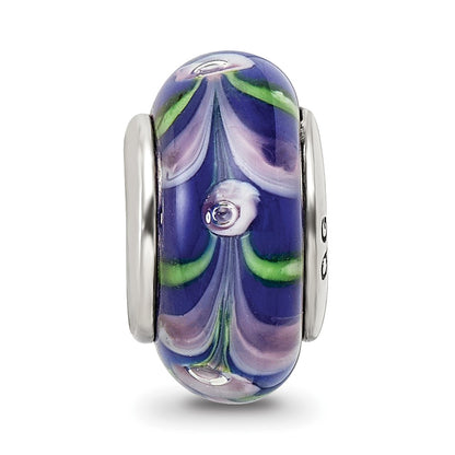 Sterling Silver Reflections Blue/Pink Hand-Blown Glass Bead
