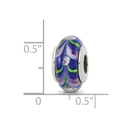 Sterling Silver Reflections Blue/Pink Hand-Blown Glass Bead