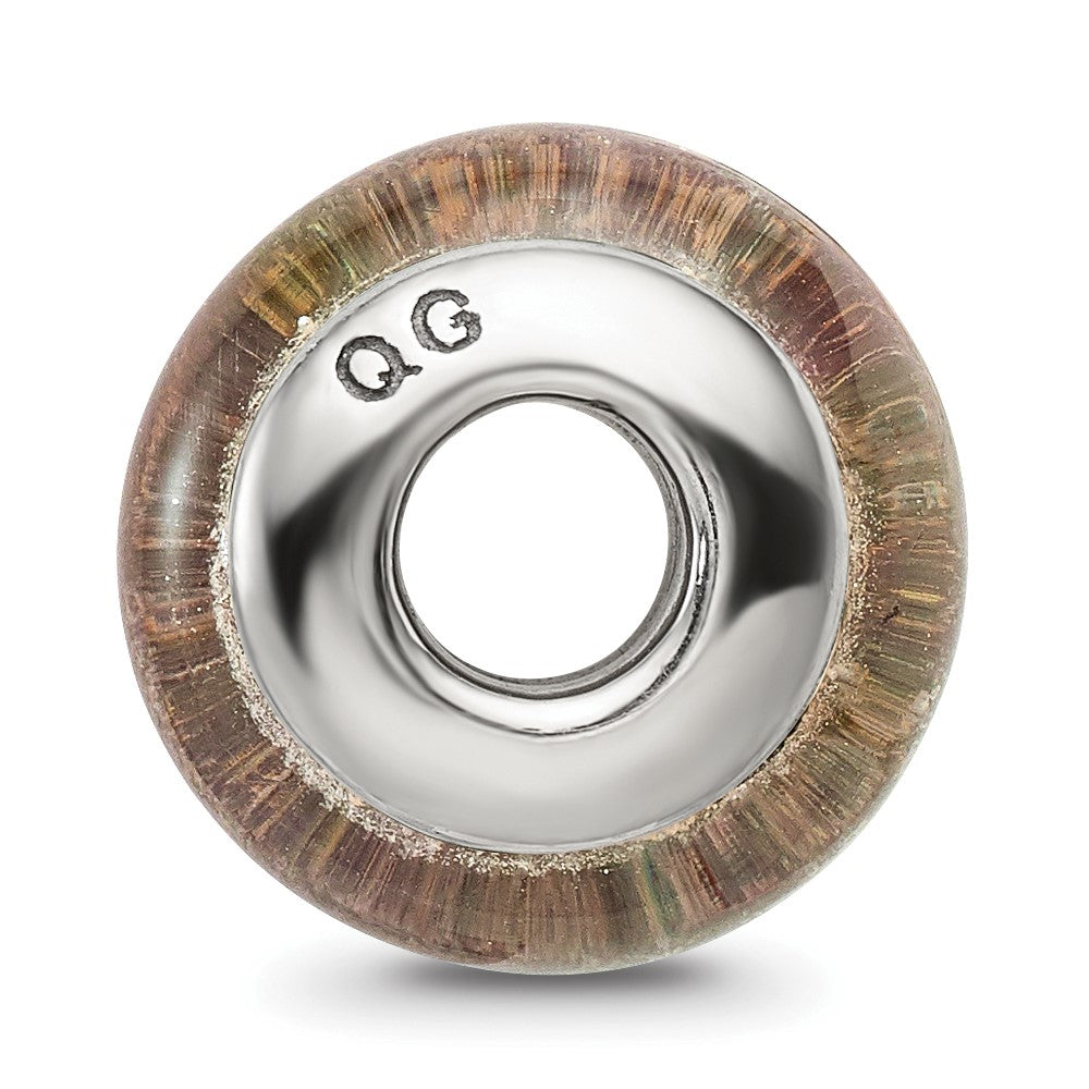 Sterling Silver Reflections Pink/Green Hand-Blown Glass Bead