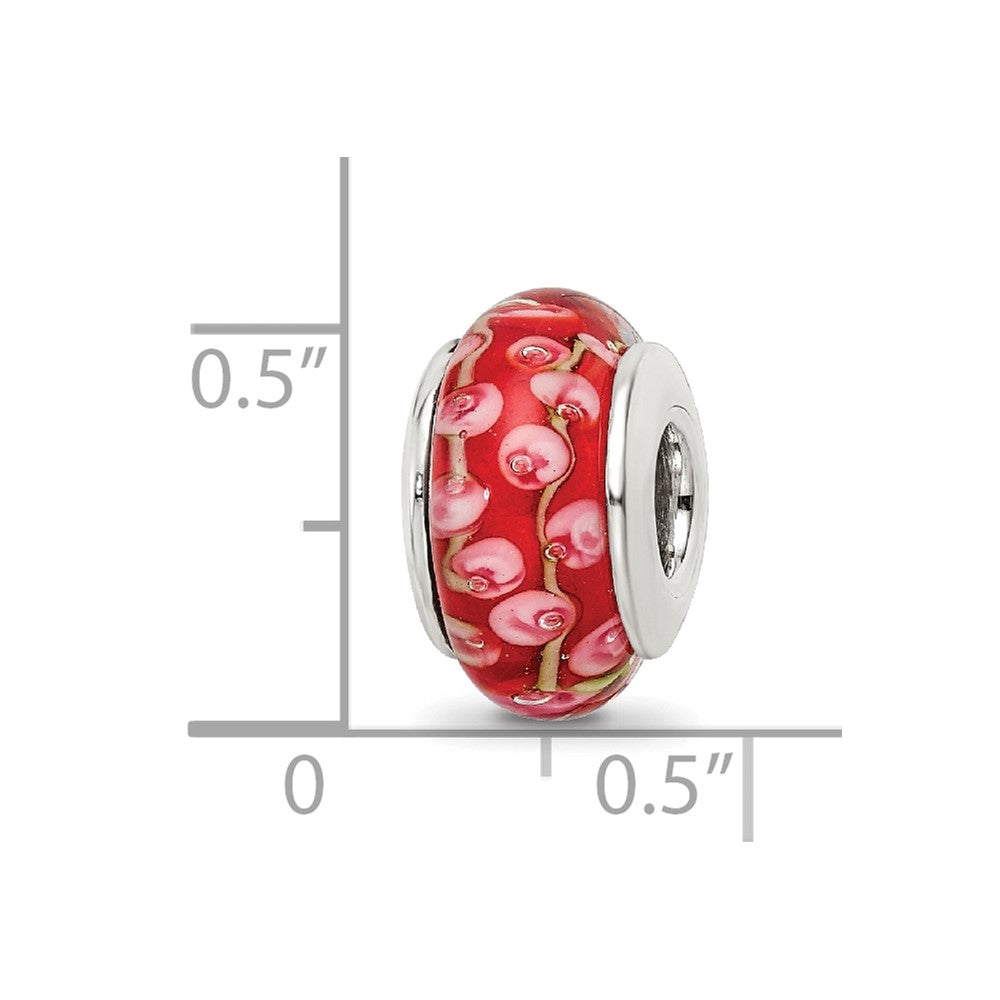 Sterling Silver Reflections Pink/Red Hand-Blown Glass Bead