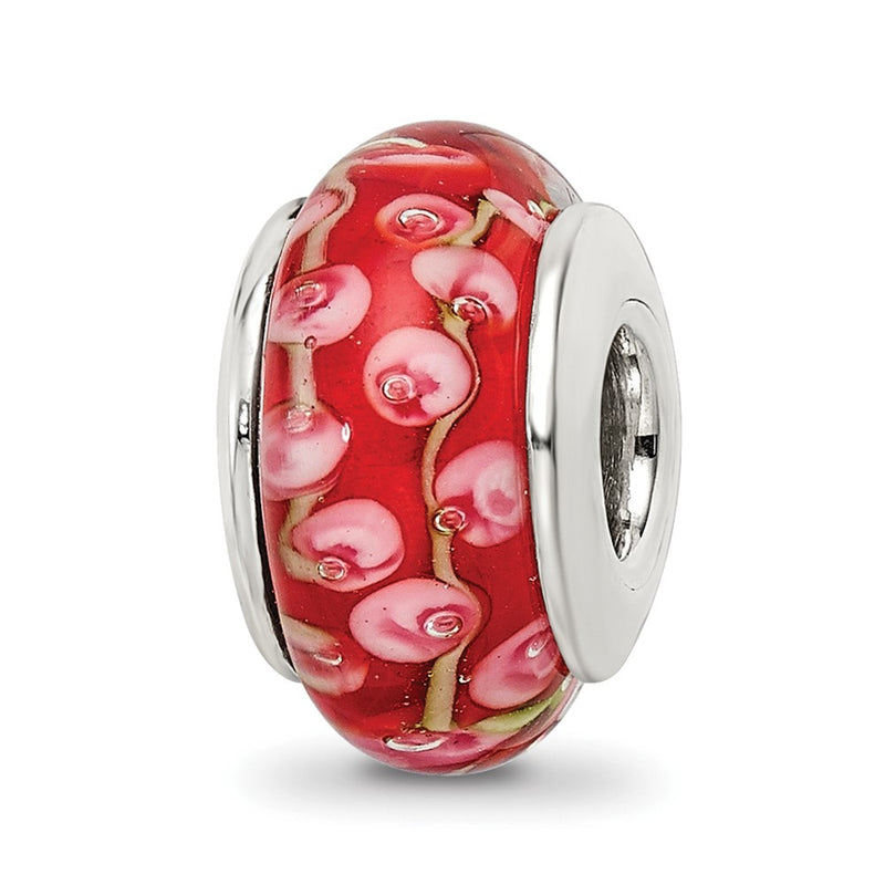 Sterling Silver Reflections Pink/Red Hand-Blown Glass Bead