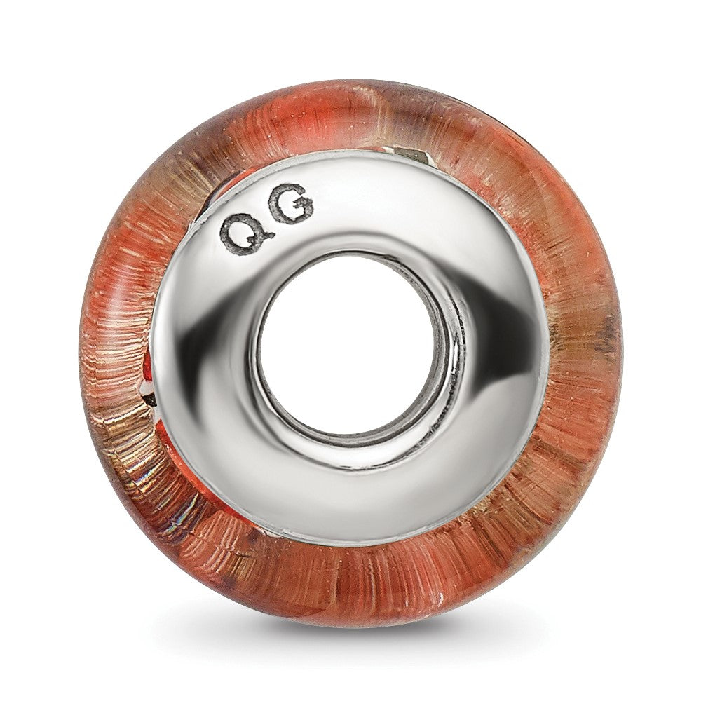 Sterling Silver Reflections Orange Hand-Blown Glass Bead
