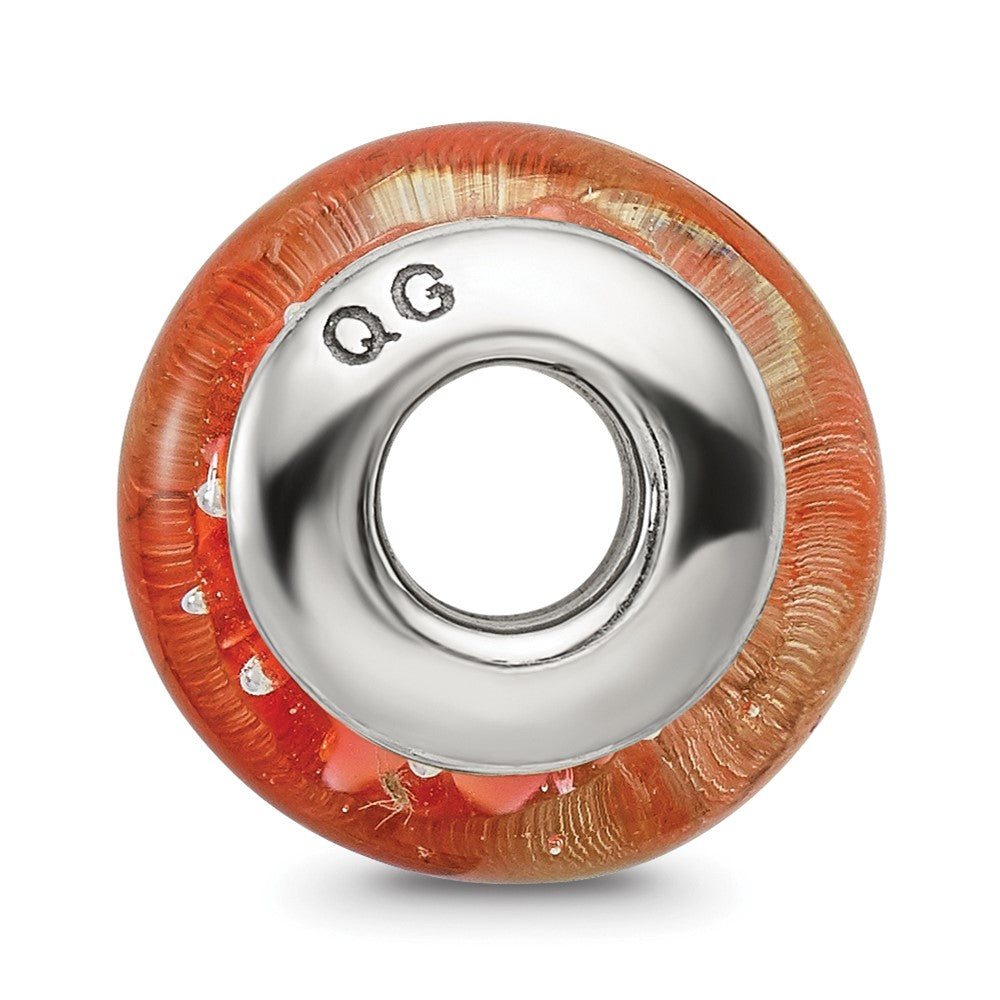 Sterling Silver Reflections Orange Hand-Blown Glass Bead