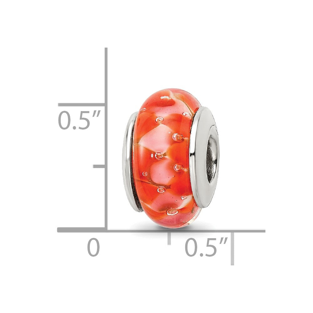 Sterling Silver Reflections Orange Hand-Blown Glass Bead