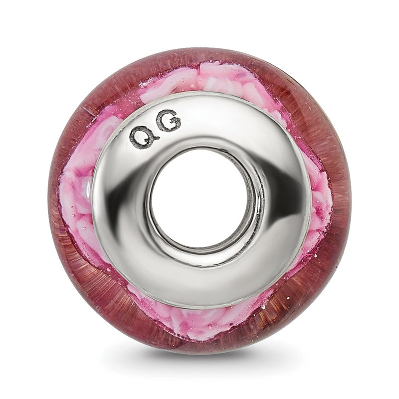 Sterling Silver Reflections Purple Floral Hand-Blown Glass Bead