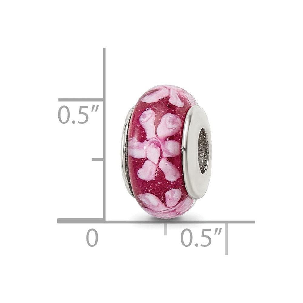 Sterling Silver Reflections Purple Floral Hand-Blown Glass Bead
