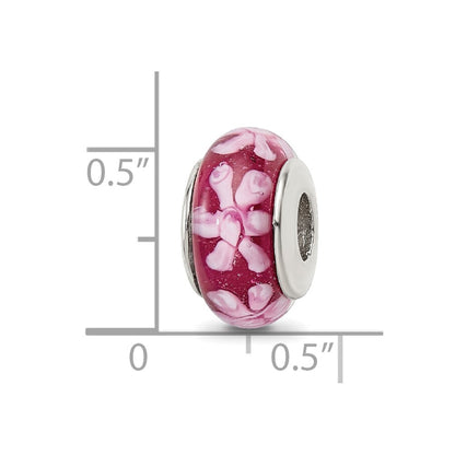 Sterling Silver Reflections Purple Floral Hand-Blown Glass Bead