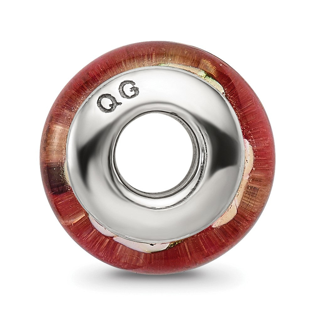 Sterling Silver Reflections Red Floral Hand-Blown Glass Bead