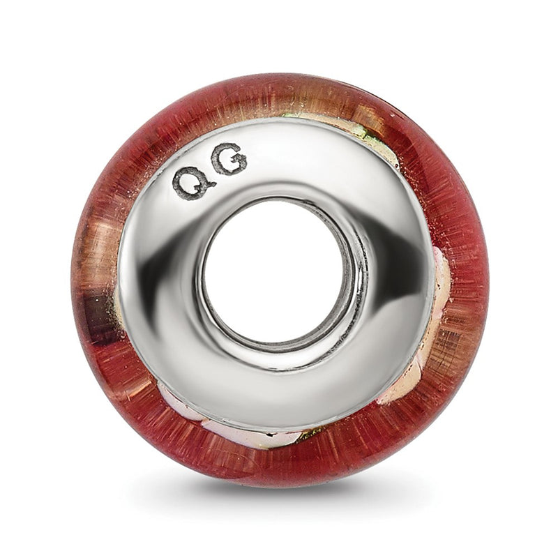 Sterling Silver Reflections Red Floral Hand-Blown Glass Bead
