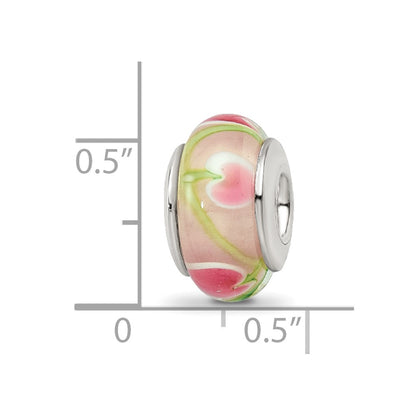 Sterling Silver Reflections Pink/Green Hand-Blown Glass Bead