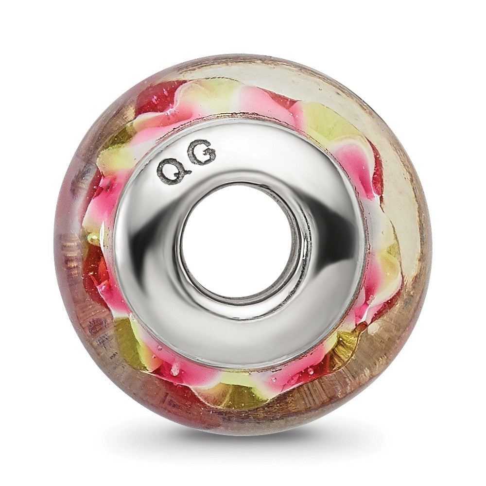 Sterling Silver Reflections Pink/Yellow Hand-Blown Glass Bead