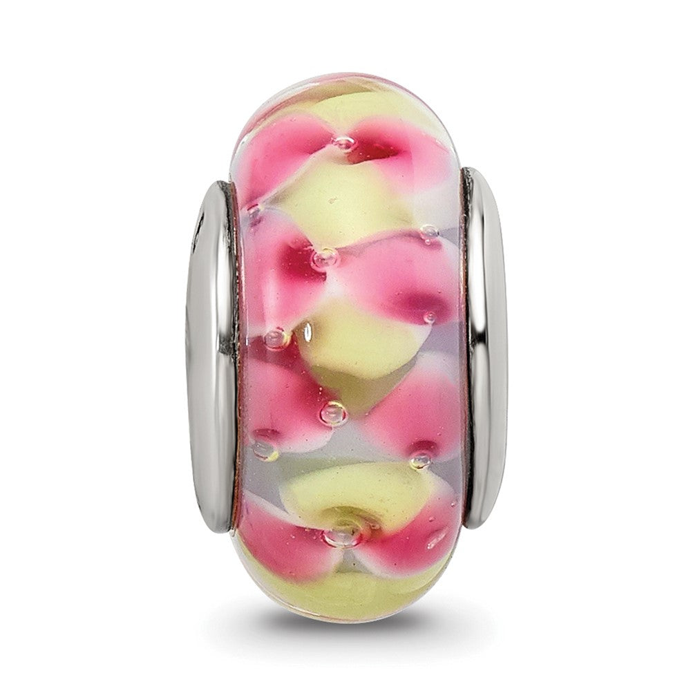 Sterling Silver Reflections Pink/Yellow Hand-Blown Glass Bead