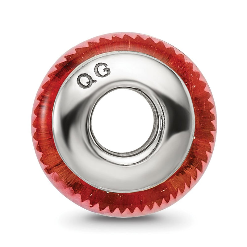 Sterling Silver Reflections Red Hand-Blown Glass Bead
