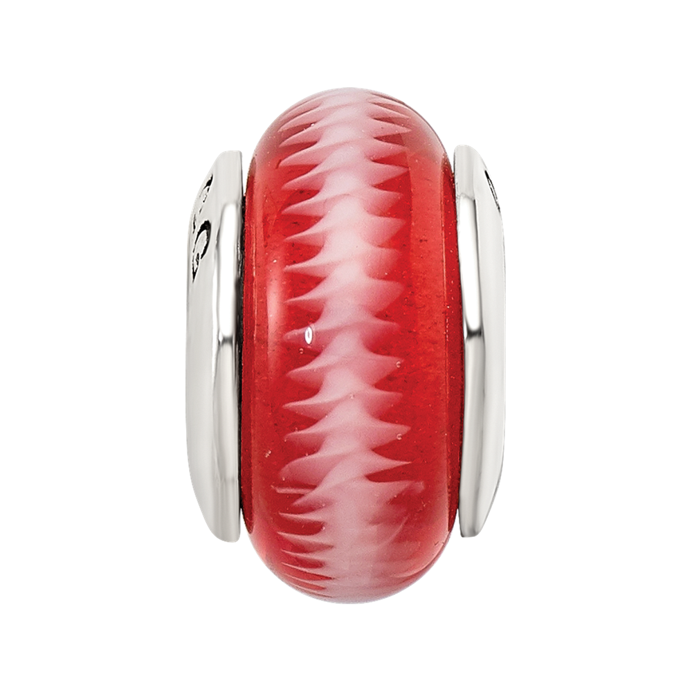 Sterling Silver Reflections Red Hand-Blown Glass Bead