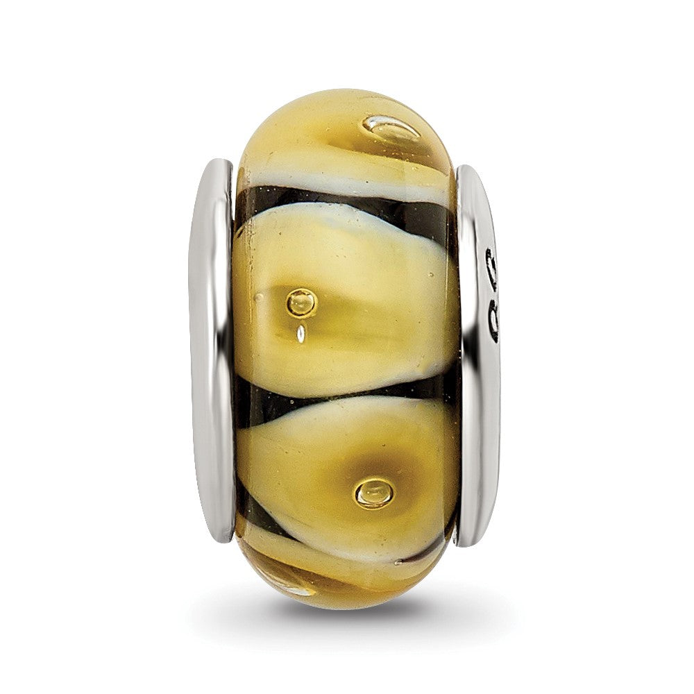 Sterling Silver Reflections Yellow Hand-Blown Glass Bead