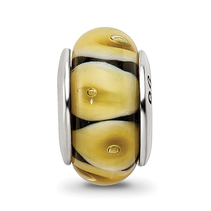 Sterling Silver Reflections Yellow Hand-Blown Glass Bead