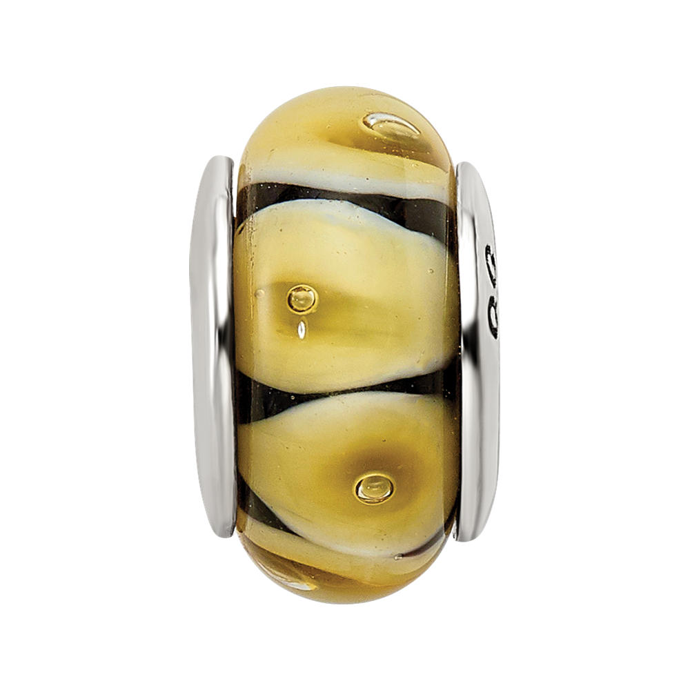 Sterling Silver Reflections Yellow Hand-Blown Glass Bead