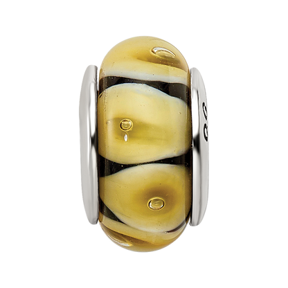 Sterling Silver Reflections Yellow Hand-Blown Glass Bead