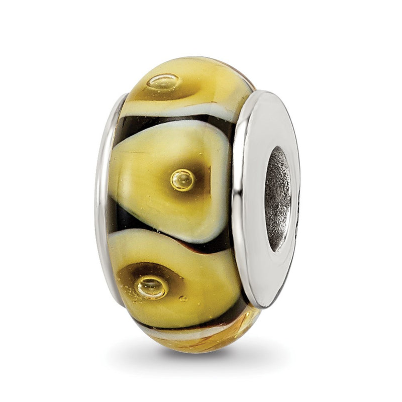 Sterling Silver Reflections Yellow Hand-Blown Glass Bead
