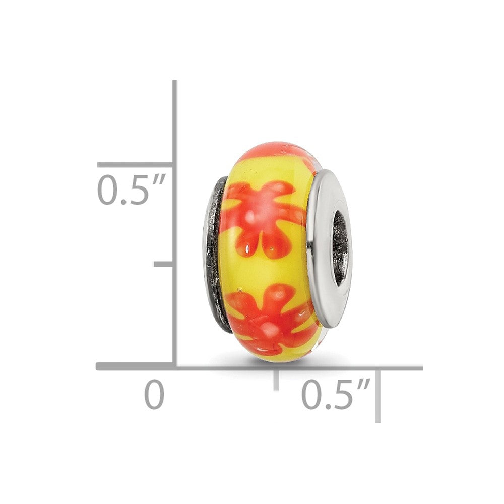 Sterling Silver Reflections Yellow/Orange Hand-Blown Glass Bead