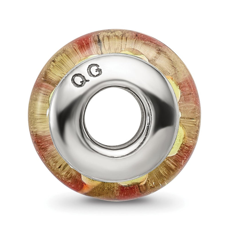 Sterling Silver Reflections Yellow Floral Hand-Blown Glass Bead